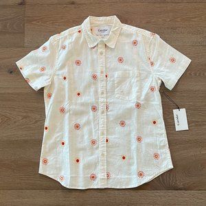 Corridor NYC Short-sleeve Oxford w/ Handloomed Embroidered Floral Print (Medium)